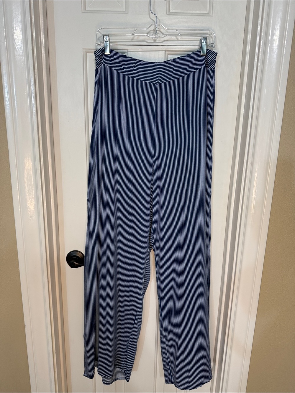 Audrey 3+1 Striped Navy High-waisted Wide-Leg Women's Pants